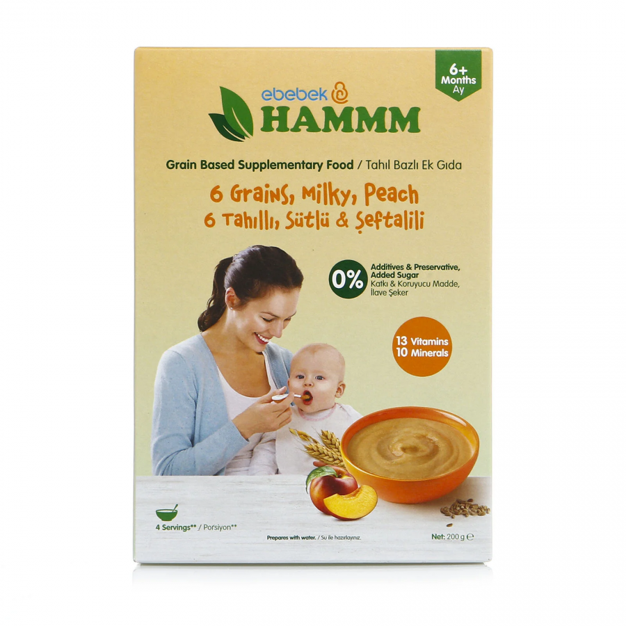 Hammm 6 Tahıllı Sütlü Şeftalili Kaşık Maması 200 gr